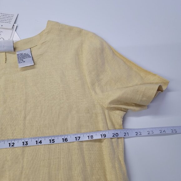 Studio Ease Dress Womens 14 Linen Rayon Short Sleeve Maxi Pockets Side Buttons - Picture 11 of 13